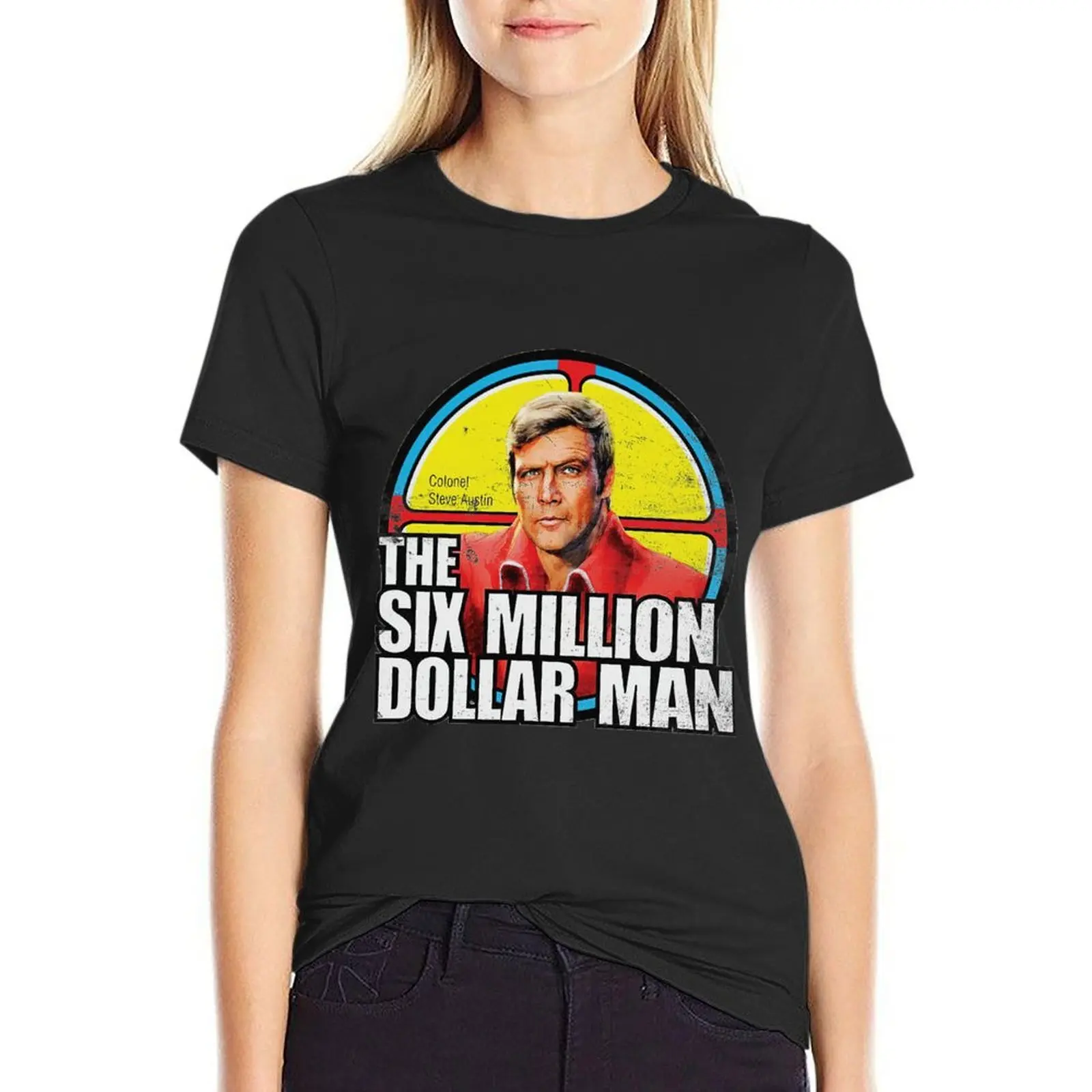 Six Million Dollar Man Vintage Retro Six Million Dollar Man By Bigfinz T-Shirt Plus Size Top Lady Clothes T-Shirt Per Donna