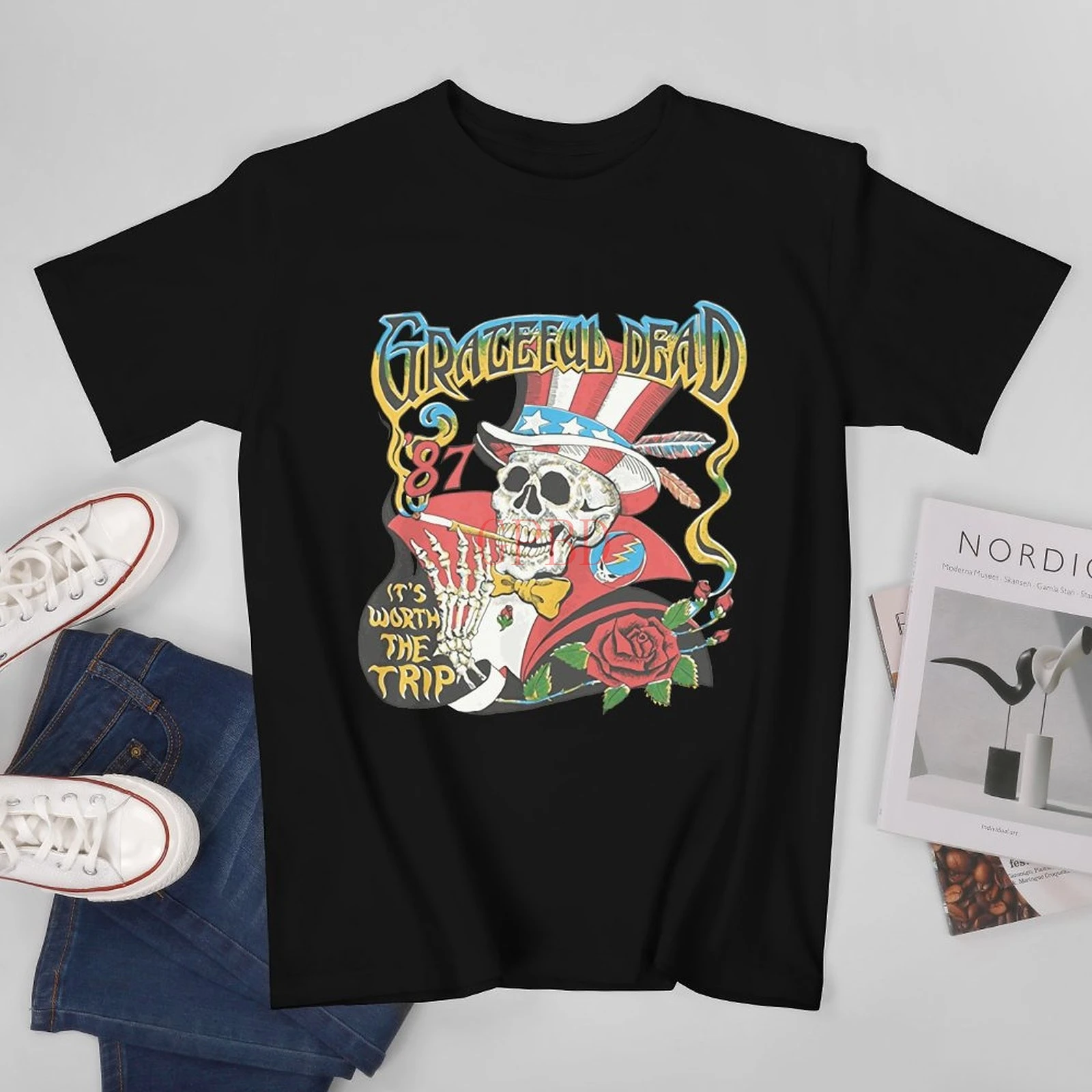 Grateful Dead Worth The Trip Shirts T Shirt Design Template Girocollo Uomo Manica Corta Regalo
