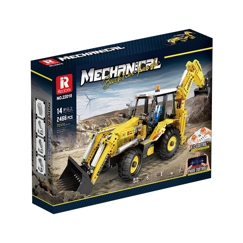 In Magazzino Reobrix 22018 Moc Escavatore Tecnico Building Blocks Rc Bulldozer Mattoni Assemblaggio Giocattoli Per Bambini Set Regalo