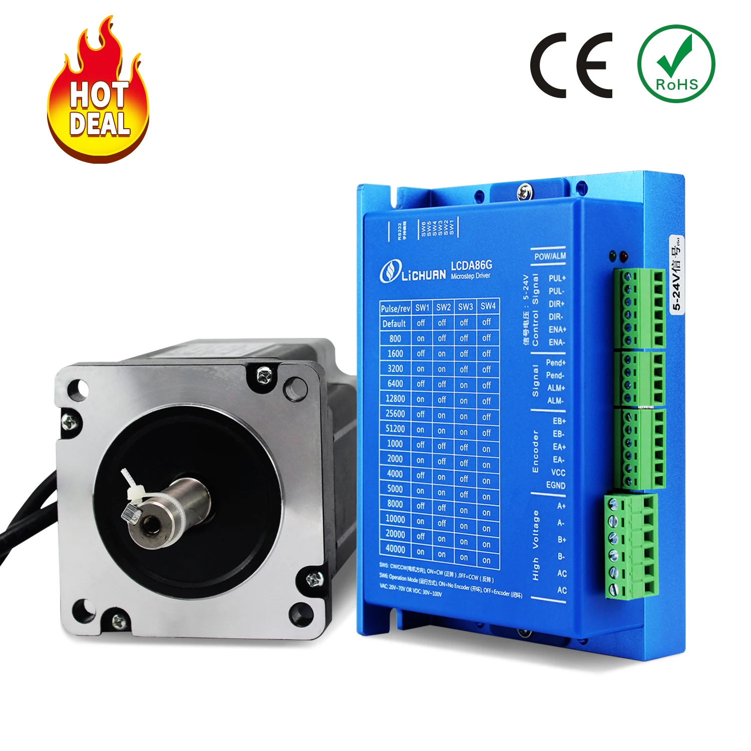 Vendita Calda 6A Dc/Ac Closed Loop Motor Driver Stepper 4.5N.M/6.5N.M 2 Fasi Nema34 Kit Motore Passo-Passo Ad Anello Chiuso Per Cnc/Robot/3D