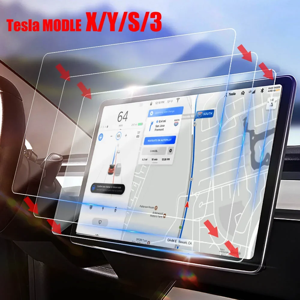 Protezione Touch Screen Per Tesla Model 3/Y Center Control Screen Pellicola In Vetro Protezione Della Navigazione In Vetro Temperato Parte Automobilis