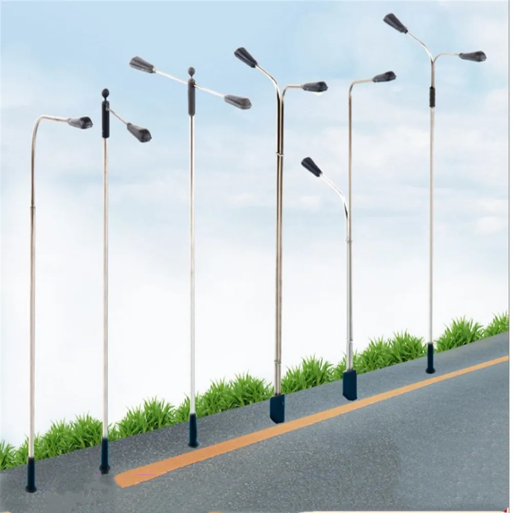 10 Pcs 1/100 Modello Led Street White Lamp Lighting Single Double Head Train Layout Landscape