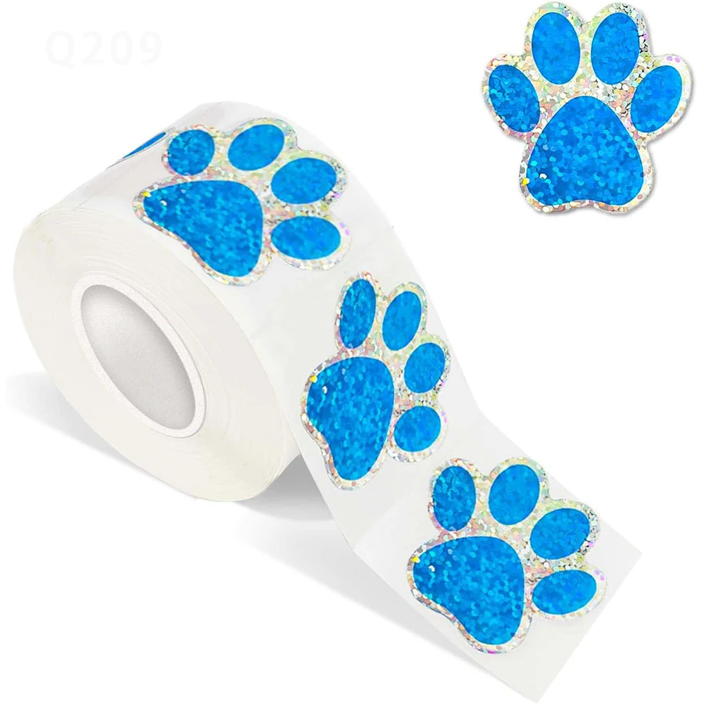 500Pcs Blue Sticker Paw Print Lovely Dog Cat Bear Paw Labels Insegnante Reward Studente Cancelleria Sticker Materiale Scrapbooking