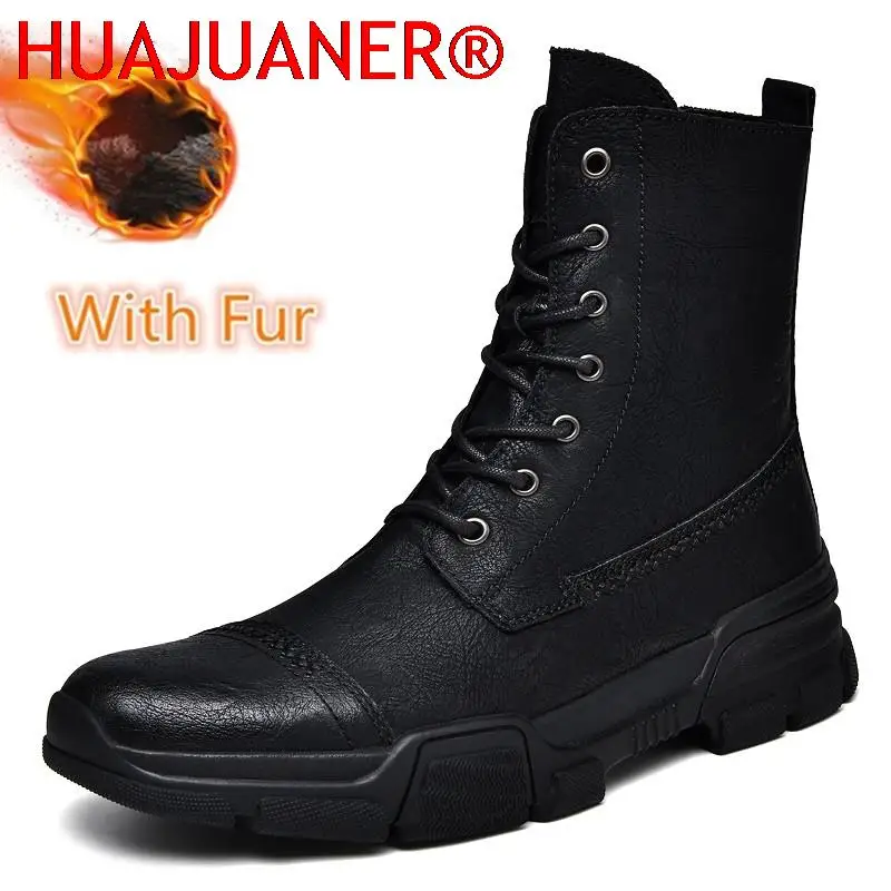 2023 New Winter New Military Boots For Men Desert Boots Scarpe Da Uomo Alte Stivali Da Neve Antiscivolo Scarpe Da Motocross Uomo Con Pelliccia