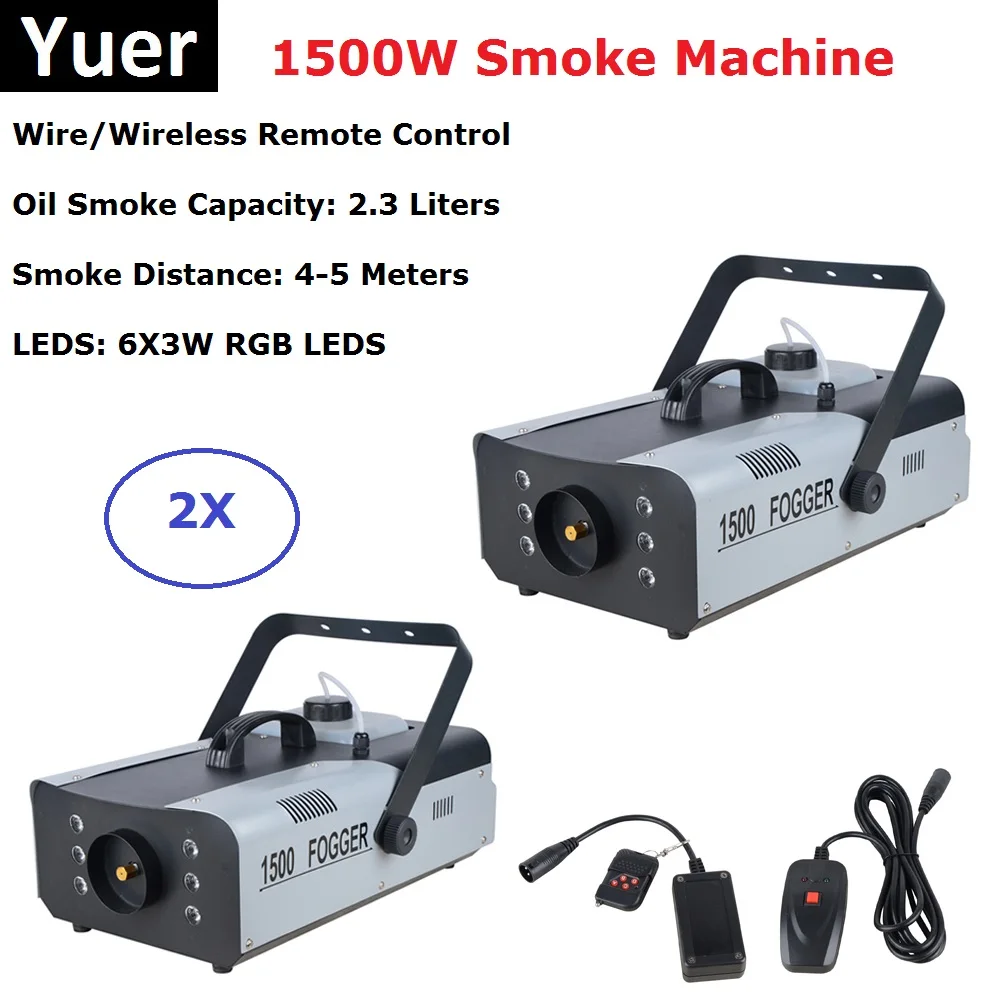 1500W Fog Machine 2.3L Dmx512 Smoke Machine Led Fogger Con 6 X3W Rgb Led Professional Stage Machine Dj Lights Bar Party Fogger