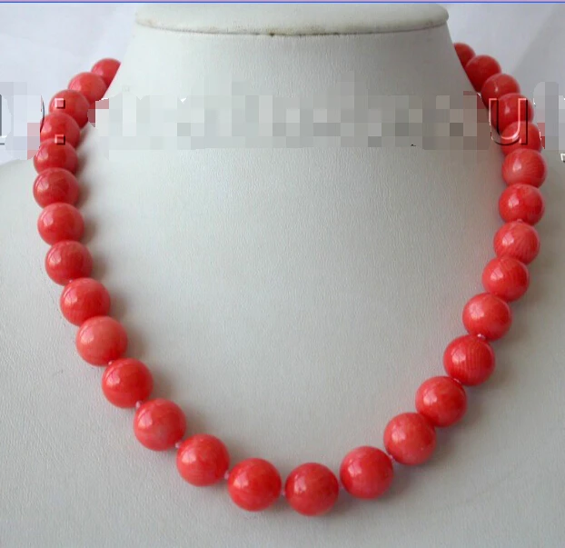 Prezzo Di Fabbrica All'Ingrosso Gioielli Di Alta Qualità Real Amazing Wow Big 10Mm Round Natural Pink Coral Beads Collana Collier Halsk 18"