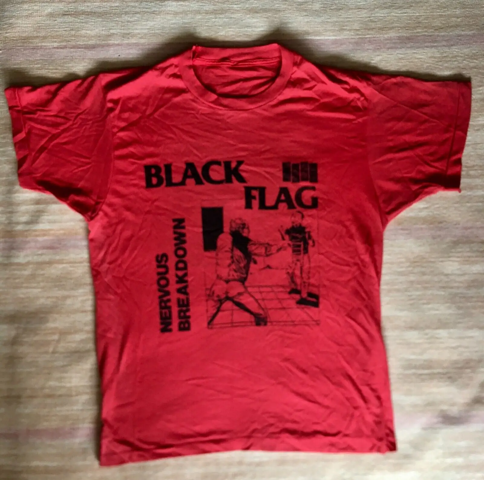 Vintage 1980S Raymond Pettibone E Winston Smith Punk Rock T Shirt Rosso Maniche Lunghe O Corte
