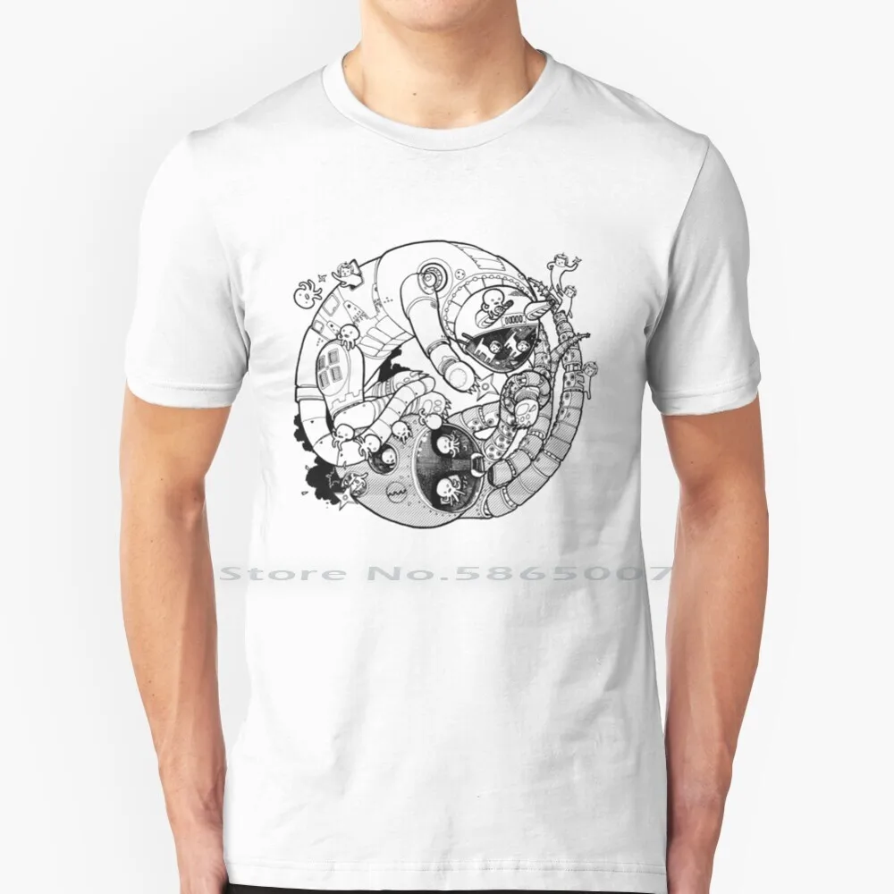 Lo Yin-Yang Robo Fight! T Shirt Cotton 6Xl Yin Yang Yin Yen Robot Cat Squid Fight Battle Space Kids Game Concept