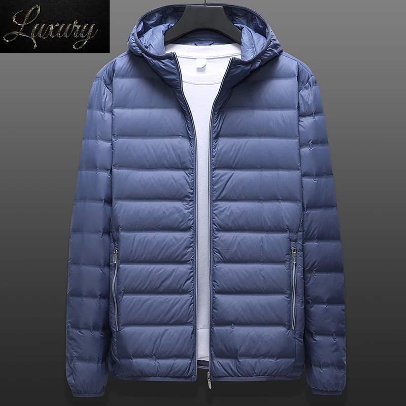 Piumino Da Uomo Primaverile Piumino Leggero Demi-Season Ultra Leggero Marito Autunno Large Size 6Xl 8Xl Cappotto Bianco Con Cappuccio Anatra Maschile