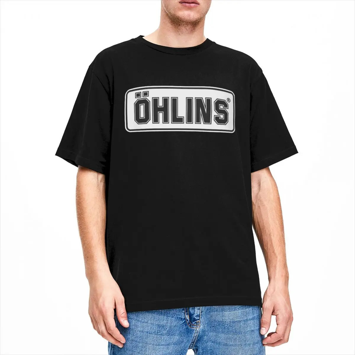 Ohlins Shock Suspension Car Motorcycle Sports Racing Shirt Merchandise Men 100% Cotton Fashion T-Shirt Abbigliamento Manica Corta