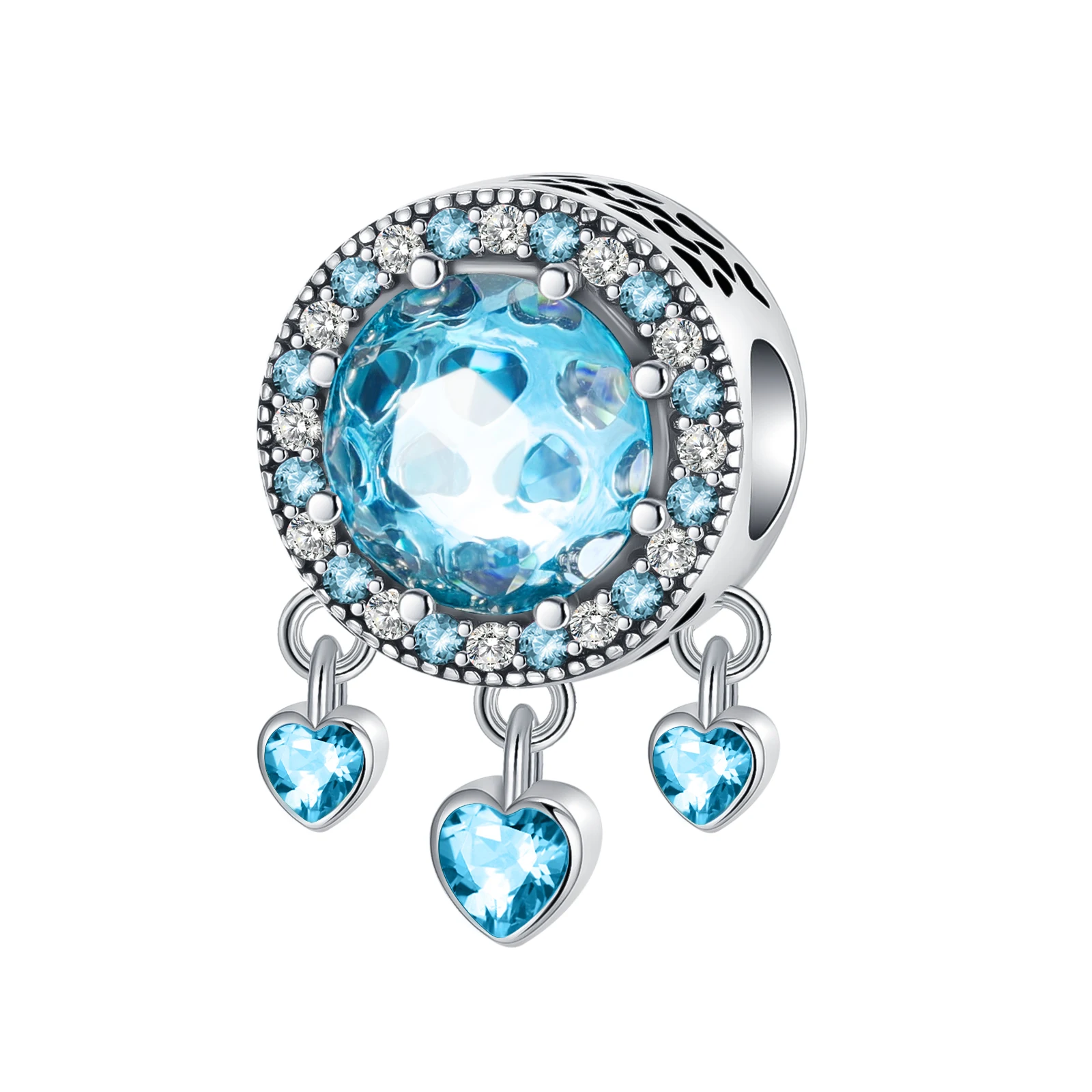 925 Sterling Silver Cat Eye Love Dream Catcher Blue Charm Fit Originale Pandora Charms Bracciali Donna Gioielli Fai Da Te Regalo