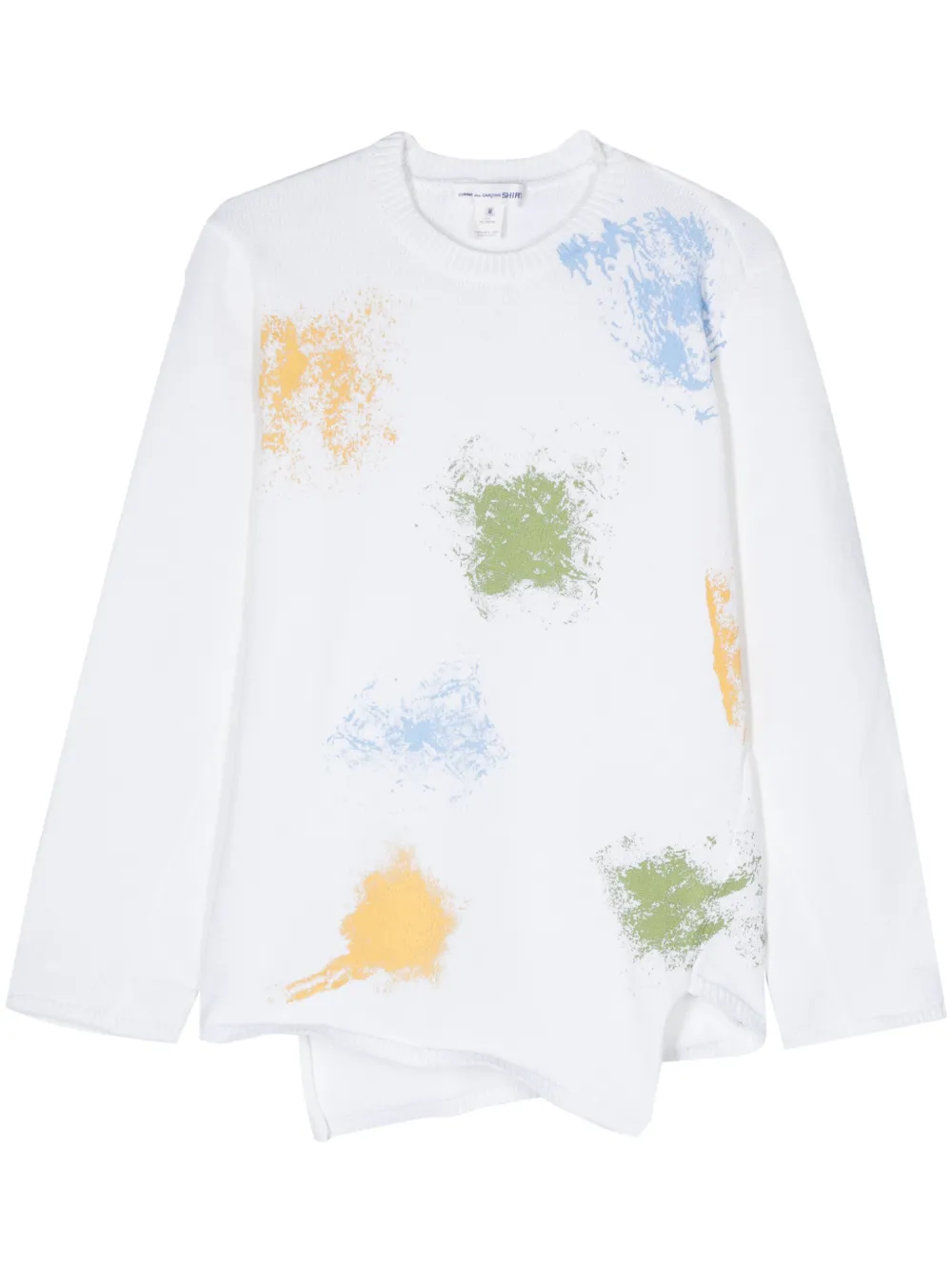 Comme Des Garçons Shirt spray-paint-effect asymmetric jumper - Bianco