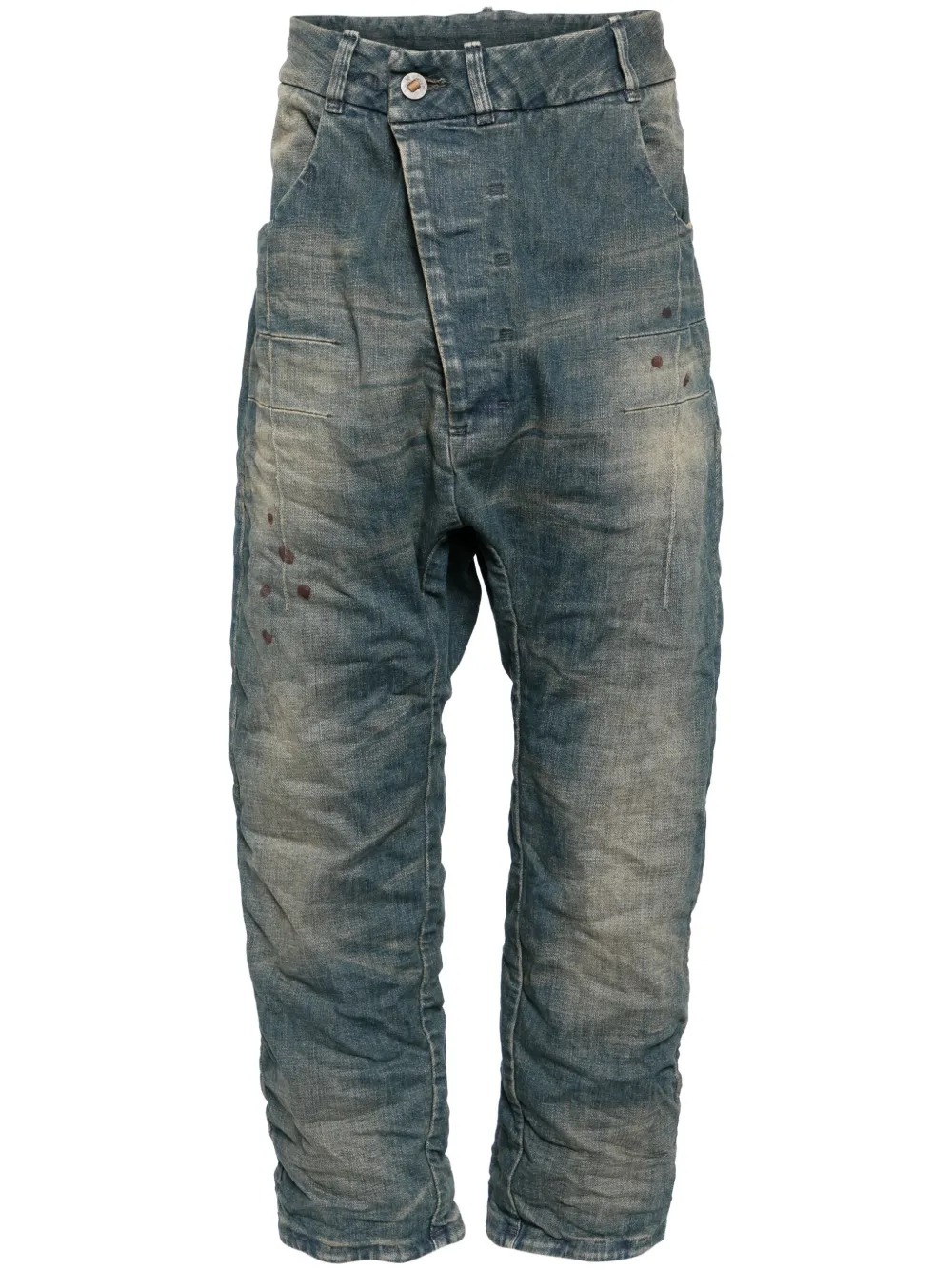 Boris Bidjan Saberi asymmetric drop-crotch jeans - Blu