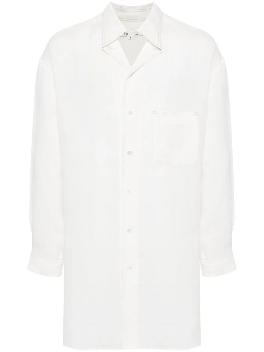 Yohji Yamamoto contrast-stitching linen shirt - Bianco