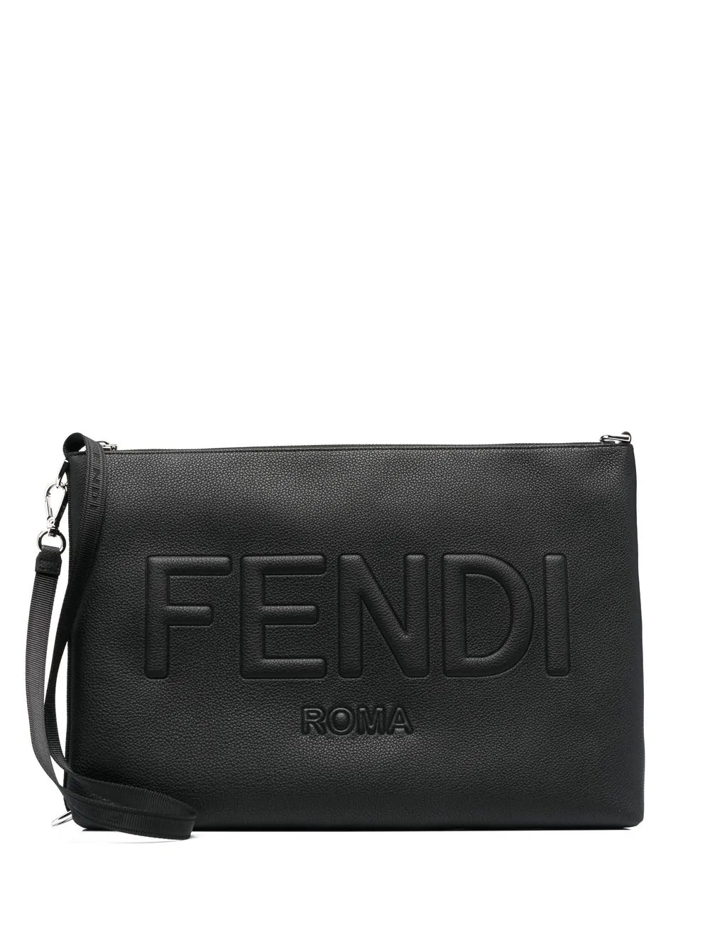 FENDI Clutch mit Logo-Prägung - Schwarz