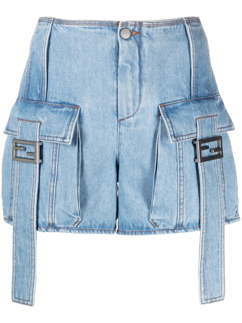 FENDI Jeans-Shorts mit Baguette-Taschen - Blau