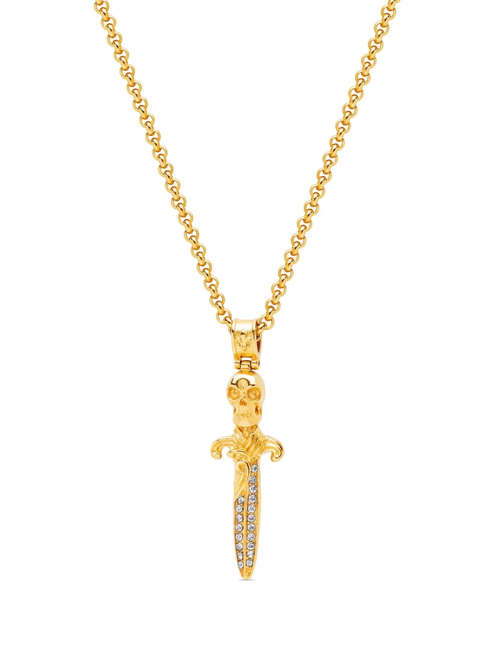 Nialaya Jewelry Skull Sword pendant necklace - Gold