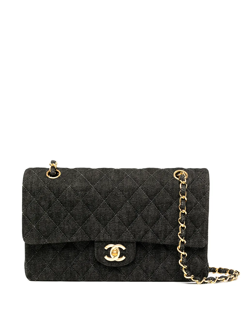 CHANEL Pre-Owned 1998 mittelgroße Double Flap Schultertasche - Schwarz