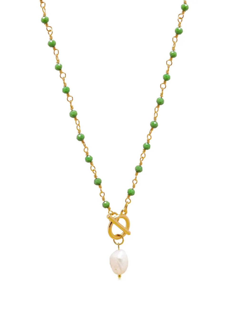 Nialaya Jewelry pearl-pendant wrap necklace - Grün