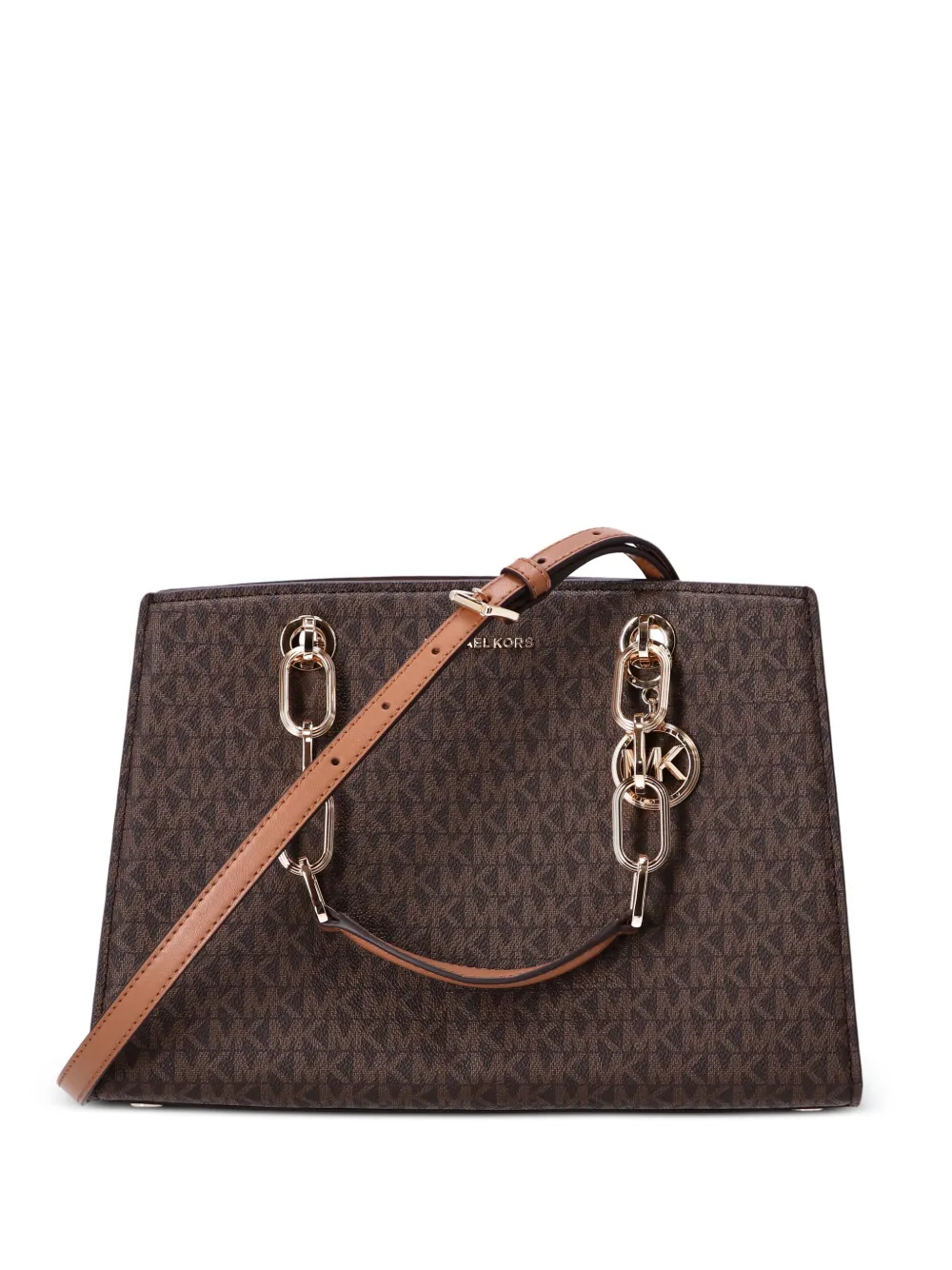 Michael Kors monogram pattern chain two-way tote bag - Marrone