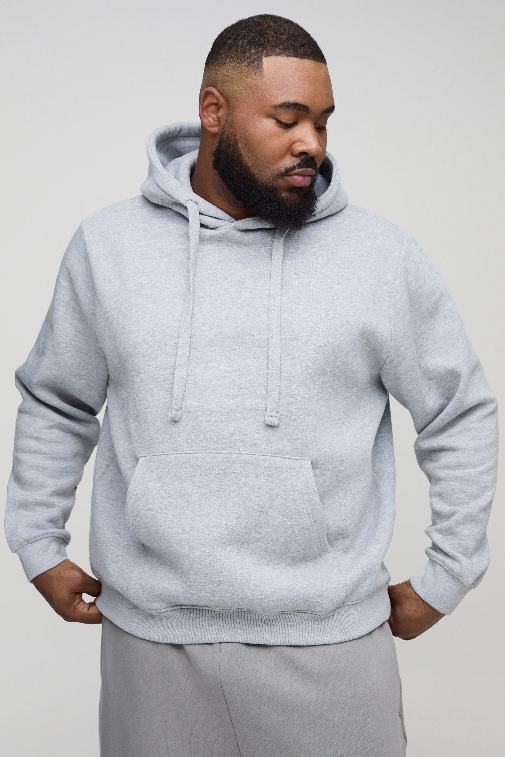 Plus Basic Hoodie In Grey Marl, Grigio