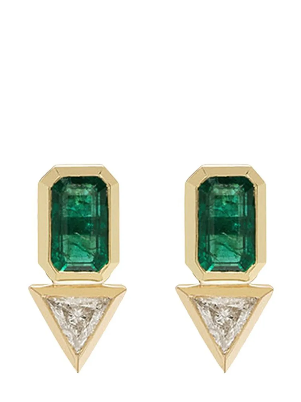 Azlee 18kt yellow gold emerald and diamond earrings - Oro