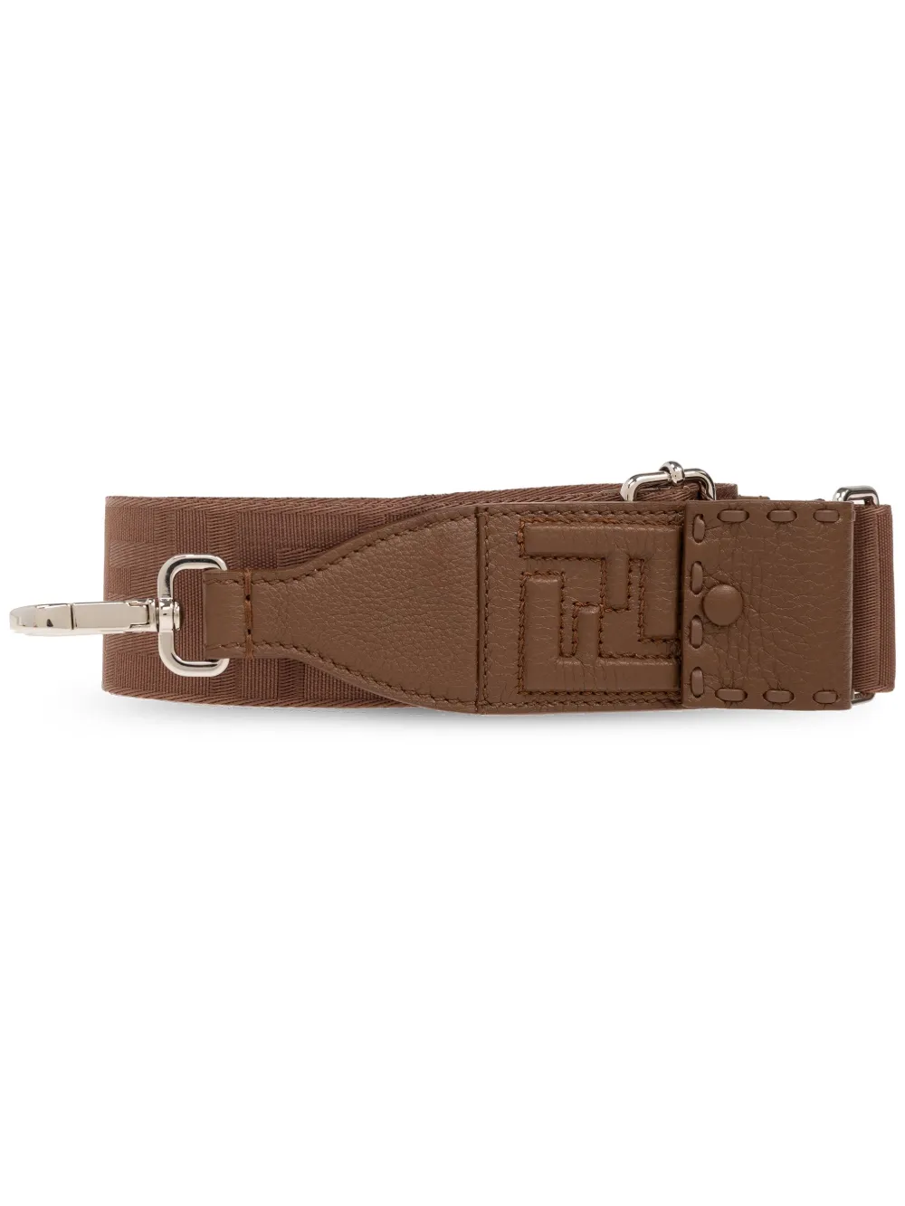 FENDI monogram-jacquard bag strap - Marrone