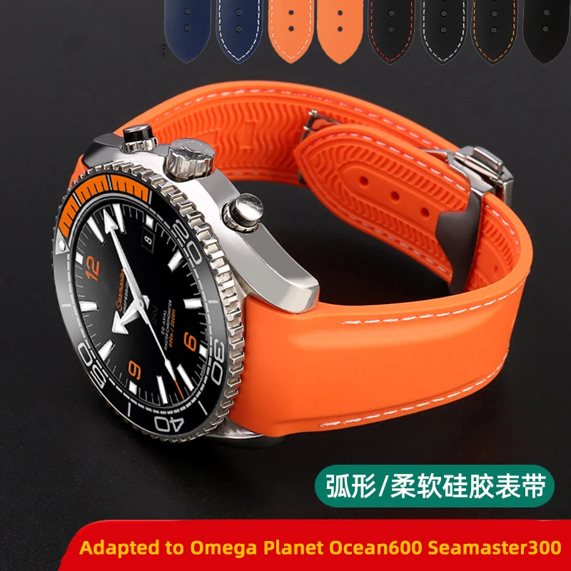 Cinturino In Silicone Da 22Mm Per Omega Planet Ocean 600 At150/007 Quarter Orange Seamaster 300 Cinturino Da Uomo Impermeabile Curvo 20Mm