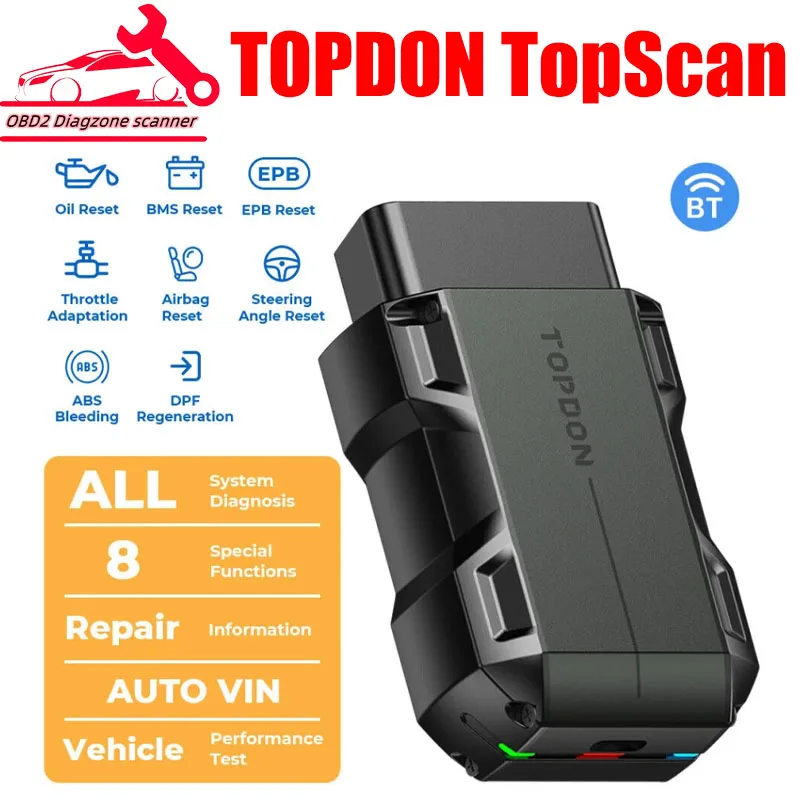 Strumento Diagnostico Intelligente Per Scanner Topdon Topscan Lite Guida Alla Riparazione Dtc Lettore Di Codici Obd2 Bluetooth