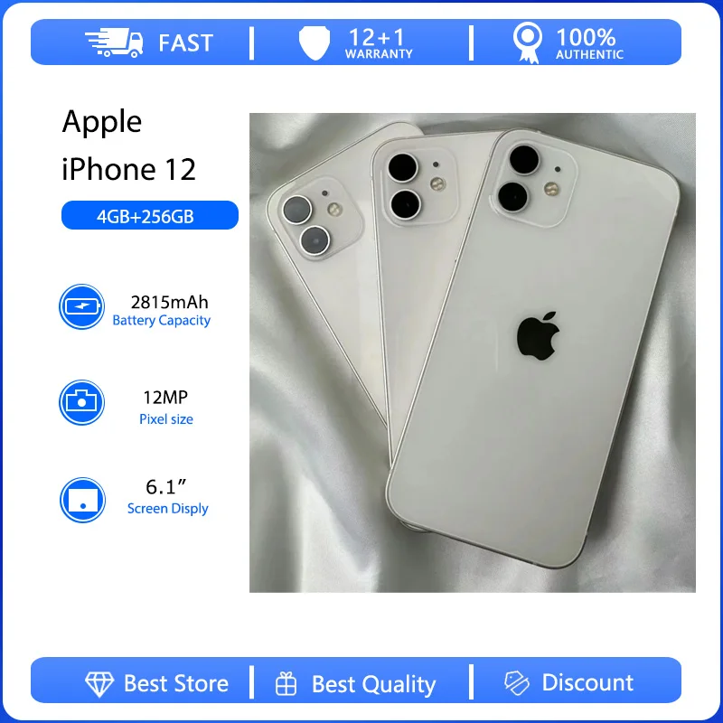 Apple Iphone 12 5G Face Id Cellulare Originale Usato Sbloccato 6.1 "64/128/256Gb Rom Hexa-Core Ios 12Mp Fotocamera Smartphone Nfc