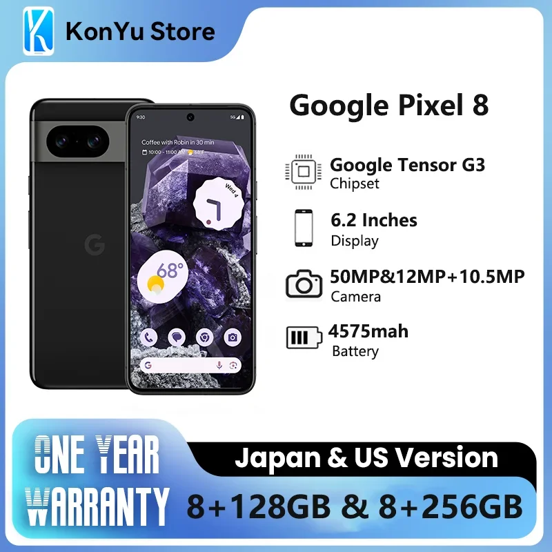 Google Pixel 8 Smartphone Android 5G Sbloccato 8Gb + 128Gb Con Batteria Avanzata Per Fotocamera Pixel 4700Mah 24 Ore.