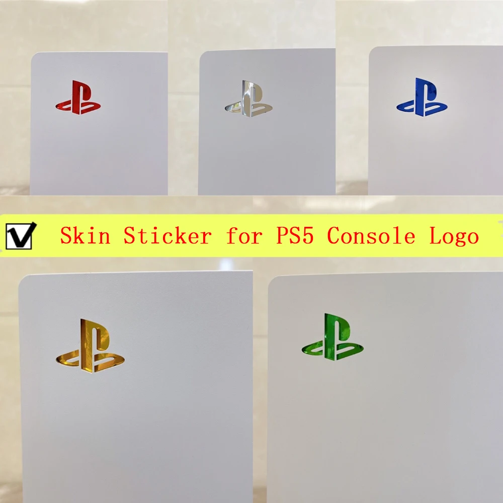 5 Pz/Lotto Gold Glossy Custom Vinyl Decal Skin Sticker Per Ps5 Console Logo Underlay Per Ps5 Disk Digital Logo Version Accessori