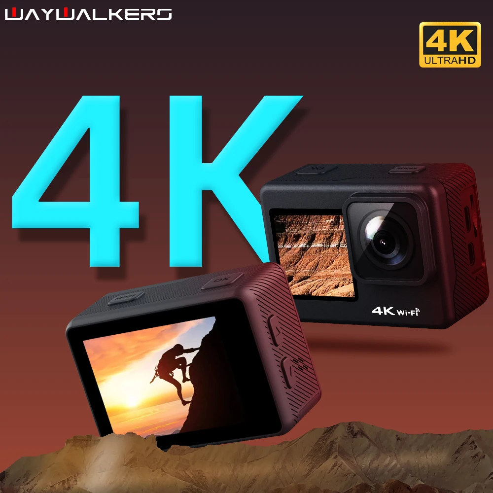 Waywalkers Action Camera 4K 60Fps Con Schermo Di Controllo Remoto Impermeabile Sport Camera Drive Recorder Sport Helmet Action Cam
