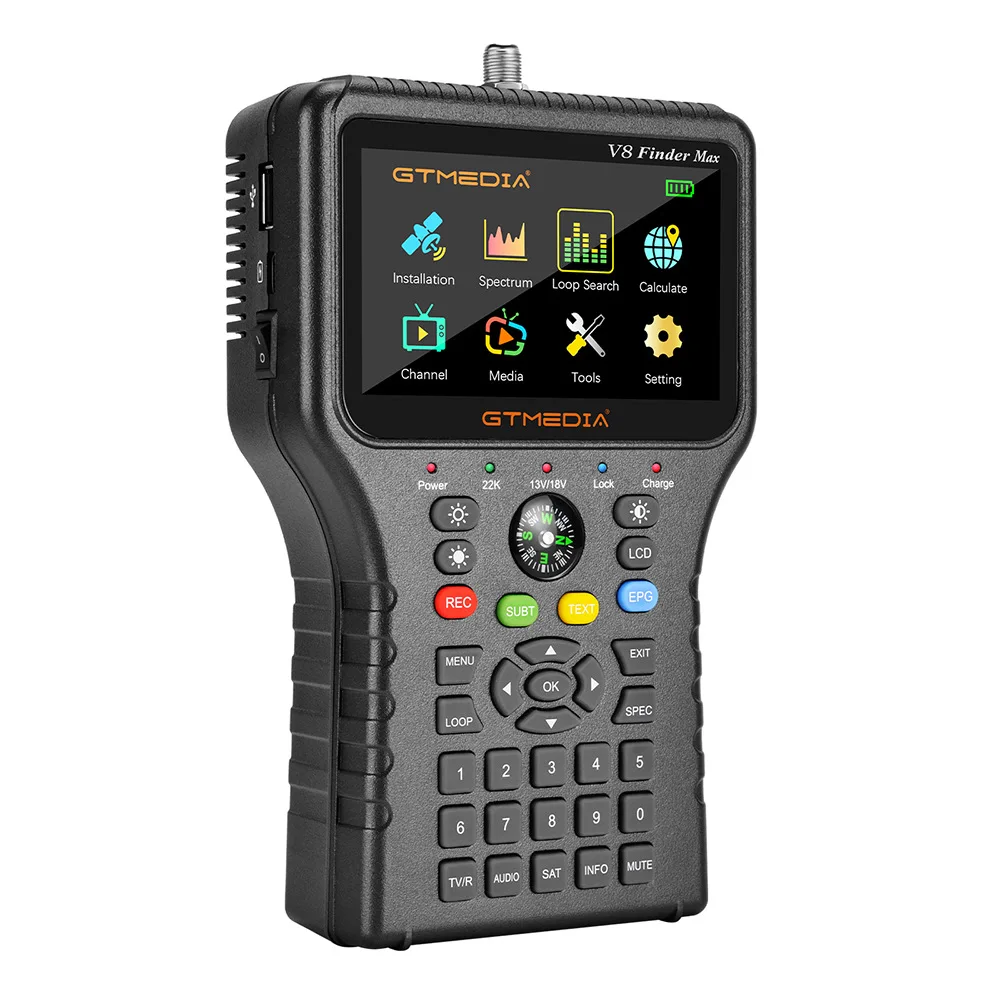V8 Finder Pro Satellite Finder Dvb-S2/T2/C Hd Digital Satellite Tv Signal Finder Localizzatore Satellitare Finder Con Borsa Schermo Da 4.3"
