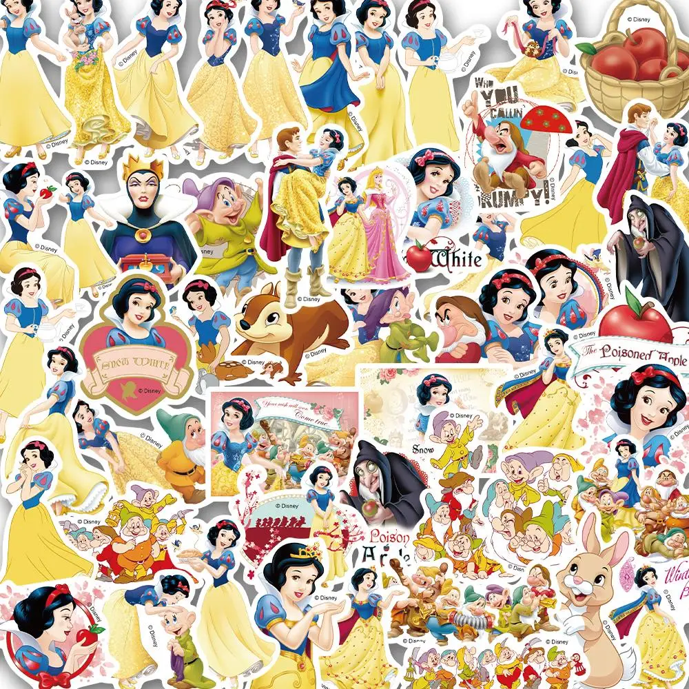 50Pcs Disney Cartoon Snow White Stickers Movie Anime Decal Skateboard Notebook Phoneguitar Laptop Cute Kawaii Graffiti Sticker