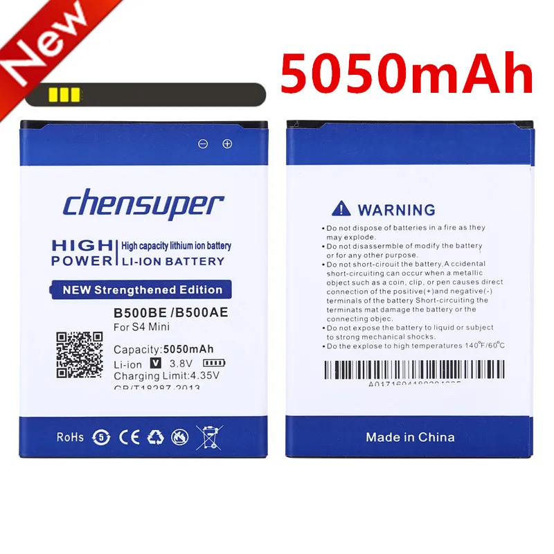 2023 Nuovo 5050Mah B500Be /B500Ae Per Samsung Mini S4 Batteria I9198 I9192 I9195 I9190 Batteria Per Samsung Galaxy S4 Mini Batteria