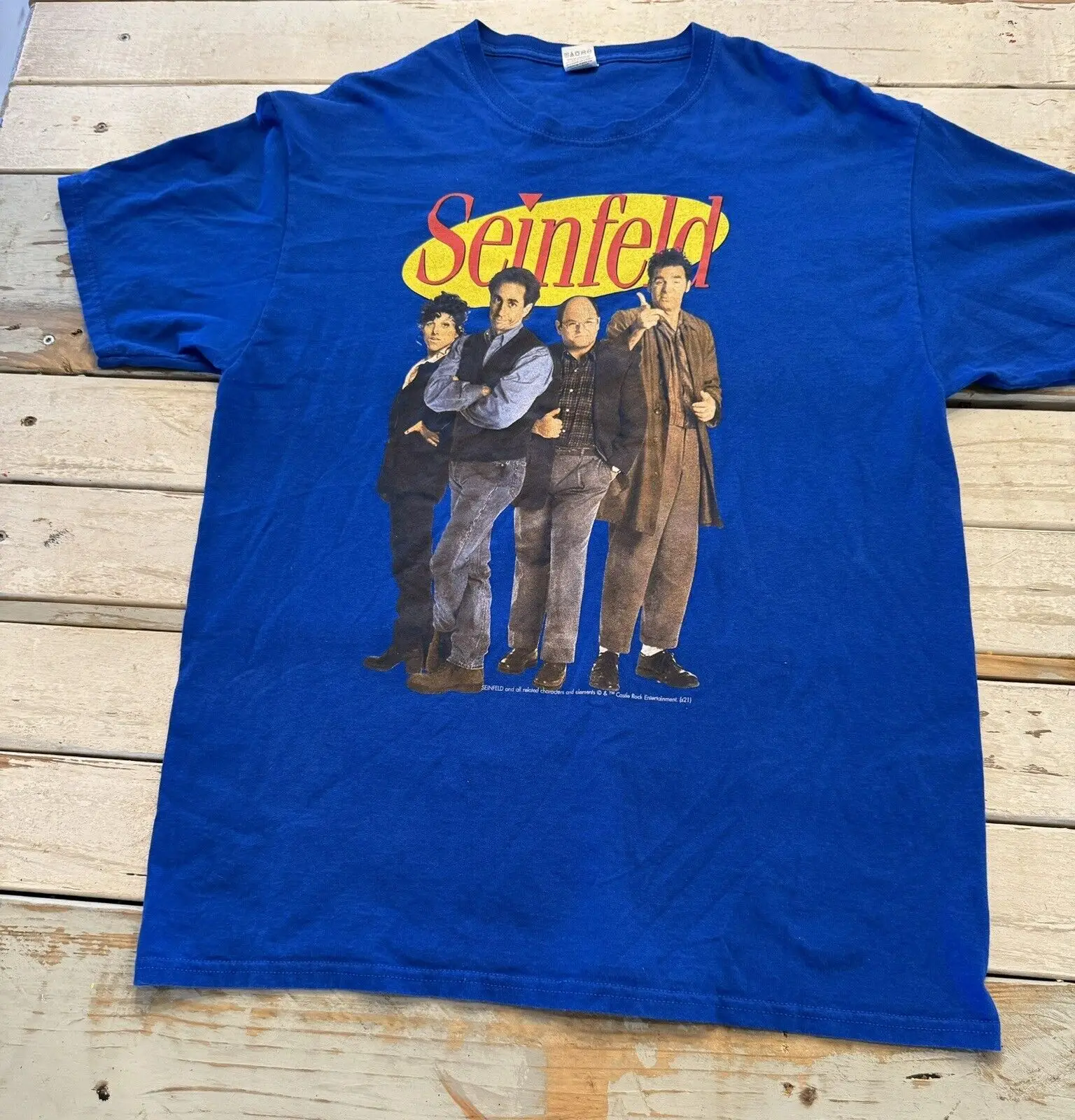 T-Shirt A Maniche Corte Blu Seinfeld Taglia Adulto Grande Frutta Del Telaio Y2K