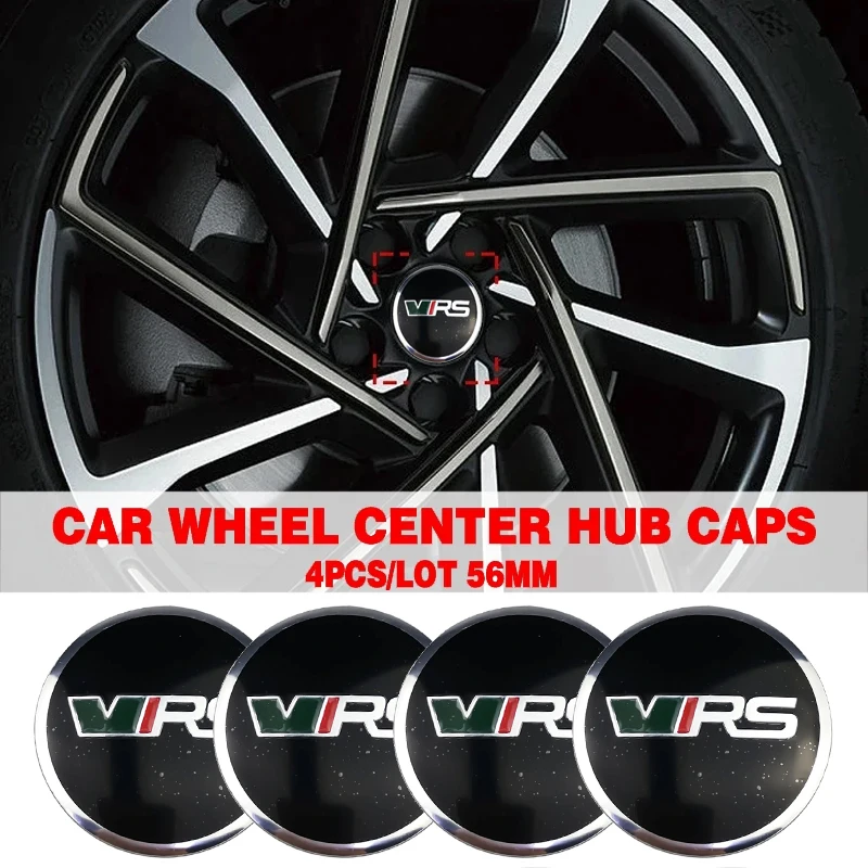 56Mm Per Vrs V Logo Car Wheel Center Sticker Tire Hub Badge Emblema Per Skoda Octavia Rs Fabia Rapid Superb Decorazione Kodiaq