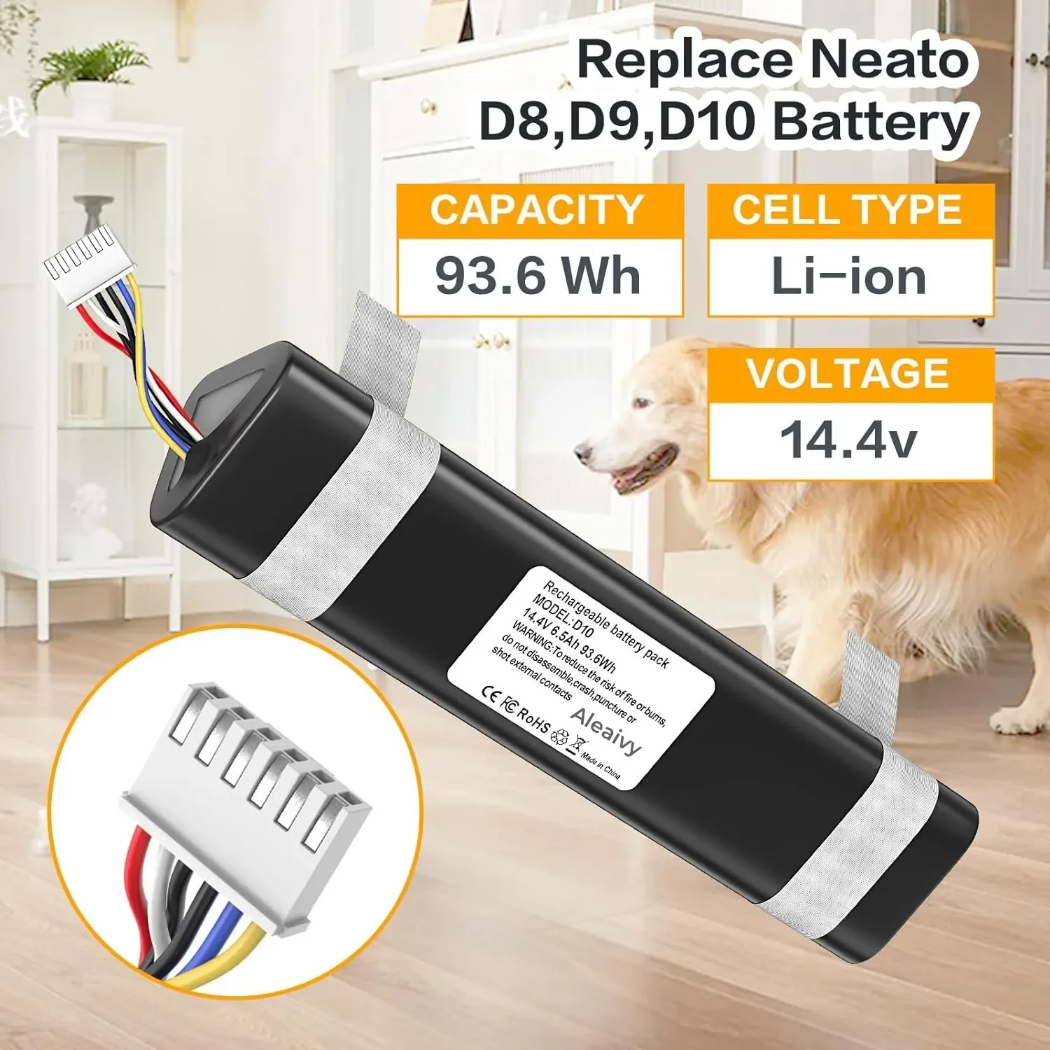 Sostituzione Batteria 6500Mah 12800Mah Per Neato Robotics D8 D9 D10 945-0381 945-0376 945-0382 Robot Aspirapolvere 14.4V(93.6Wh)