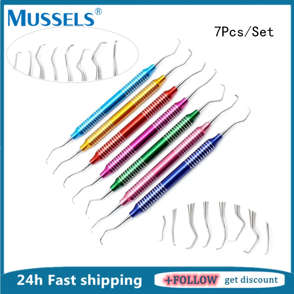 7 Pz/Kit Dentale Denti Scaler Pulizia Parodontale Gracey Curette Denti Scaler Bone Curette Perio Igiene Orale Set Di Strumenti Chirurgici
