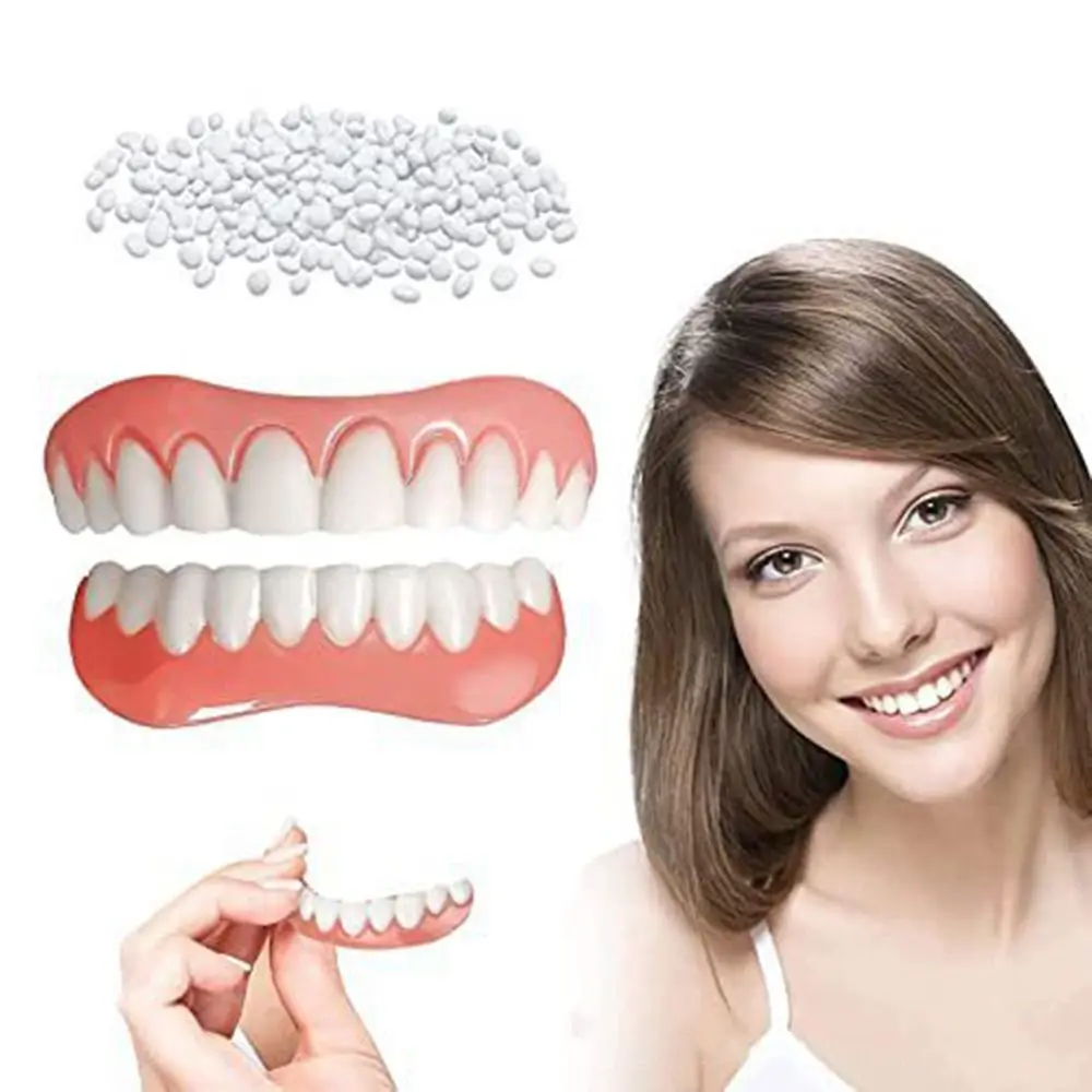 Denti Finti Silicone Superiore Inferiore Impiallacciature Denti Bretelle Dentiere Pasta Protesi Dente Finto Temporaneo Strumento Di Sbiancamento Dei D