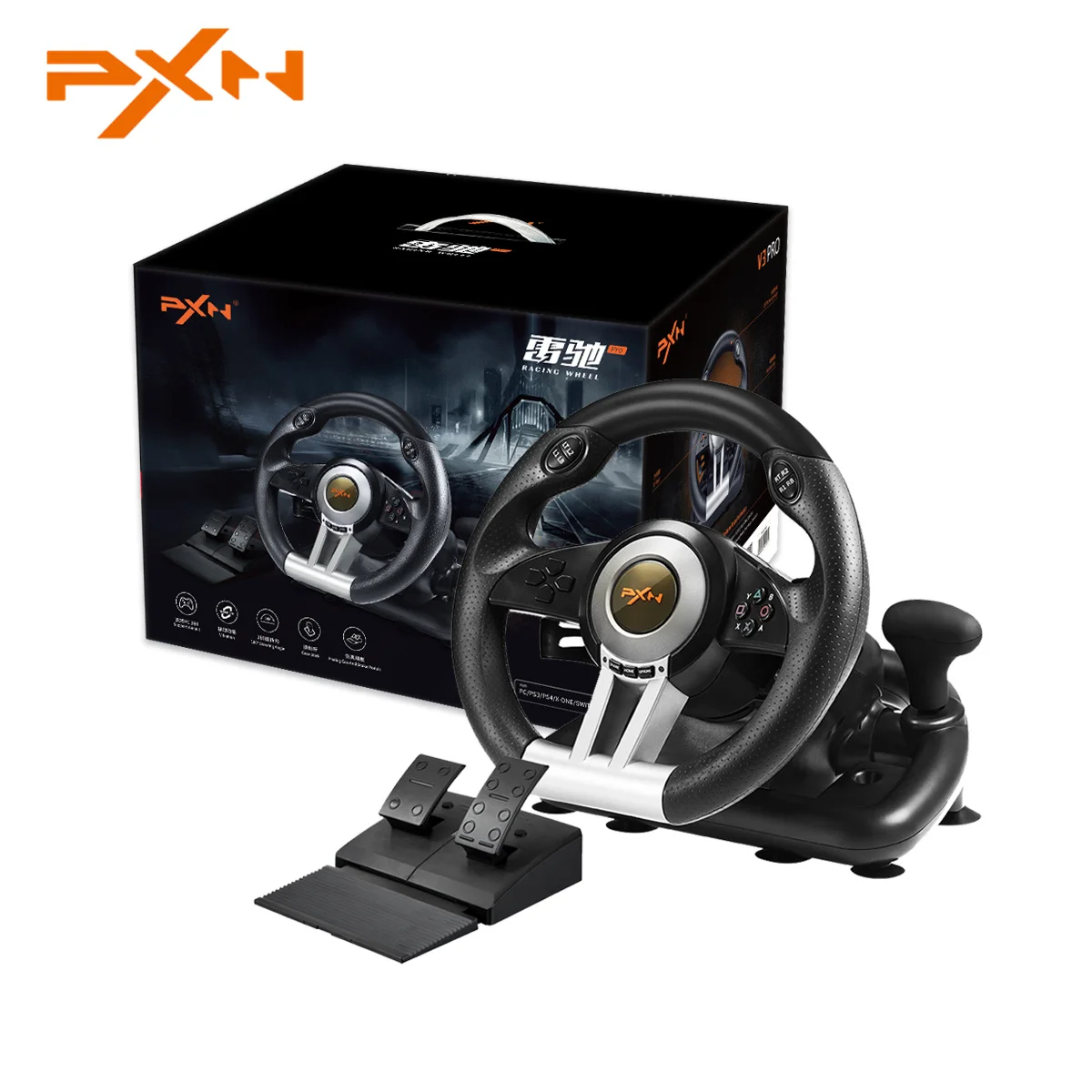 Pxn V3 Volante Da Corsa Con Pedali Vibrazione Volante Volante Da Gioco Per Pc/Ps3/Ps4/Xbox One/Xbox Series S/X /Nintendo Switch