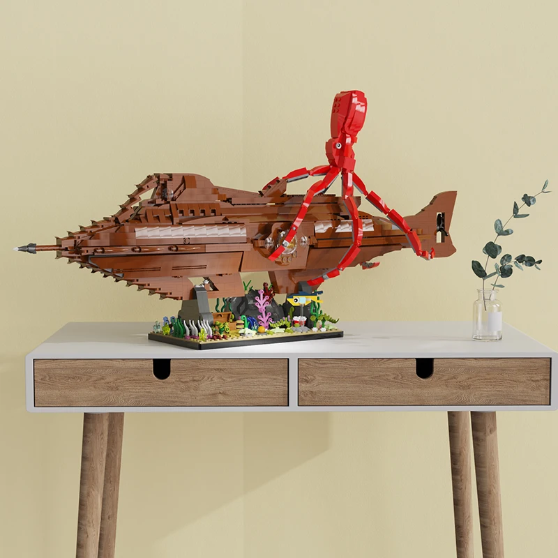 Buildmoc Captain Nemo Submarine Legs Under The Sea Ship Nautilued Building Blocks Set 20000 Leaguesed Boat Vessel Bricks Toys