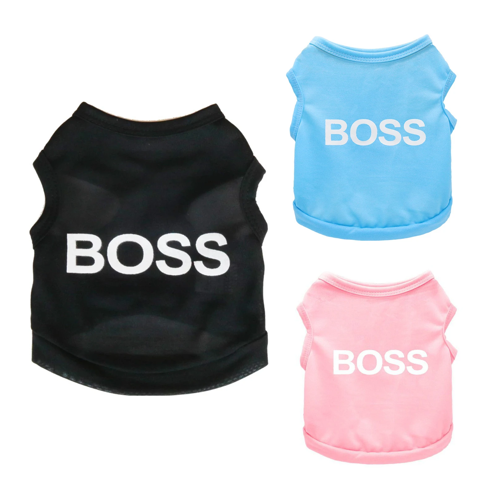 Nuova Moda Poliestere Nero Boss Lettere Cane Pet Gilet Vestiti Cappotto Estivo Pet Cat Puppy Abbigliamento Per Cani Abbigliamento