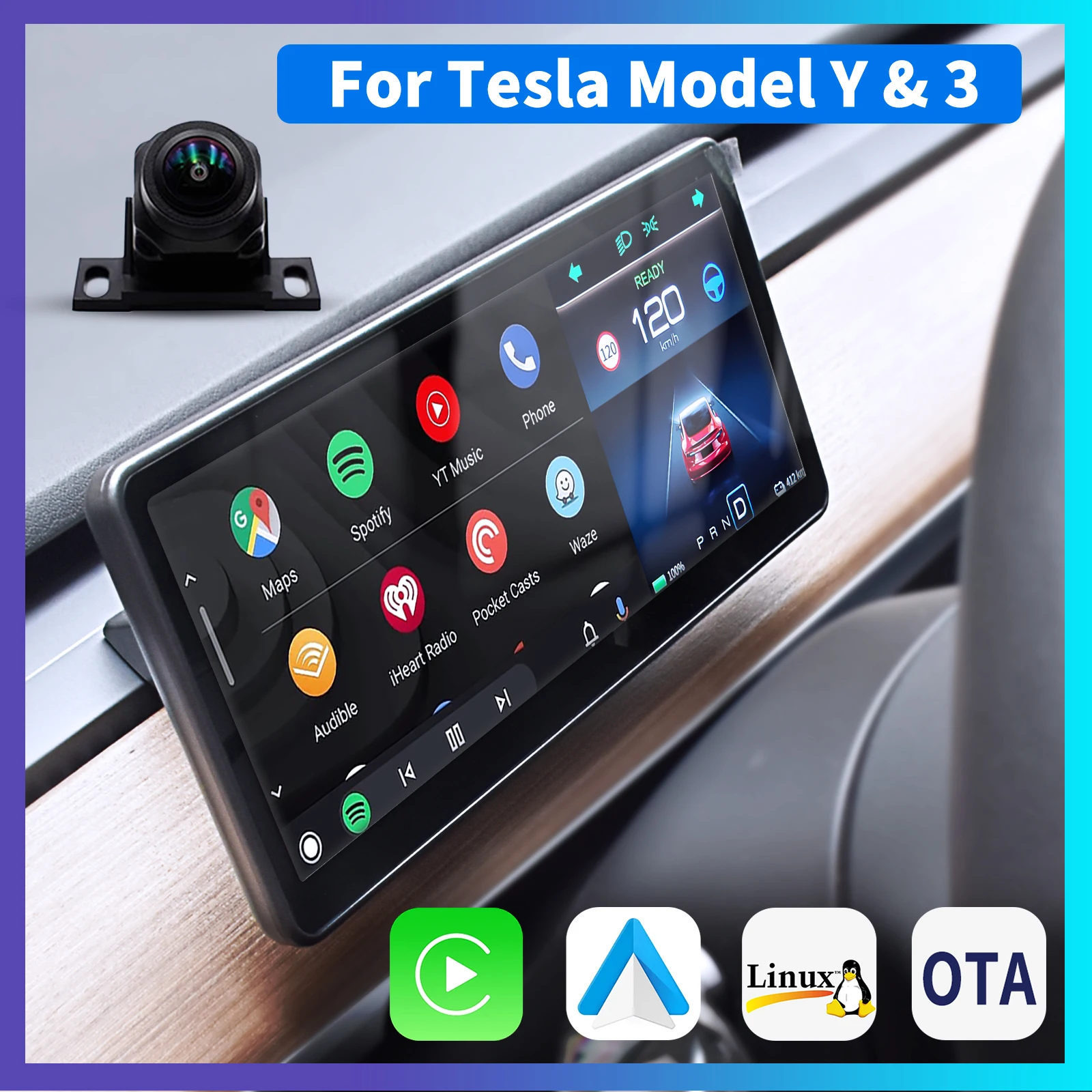 Modello Y Display Anteriore Carplay Tachimetro Head Up High Dashboard Driver Screen Camera Hud Per Tesla Model 3 Instrument Cluster