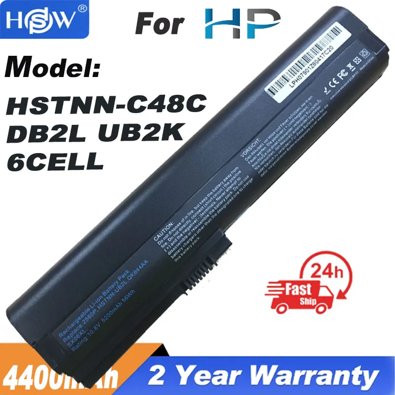 Batteria Latop A 6 Celle Per Batteria Hp Elitebook 2560P 2570P 632423-001 Hstnn-C48C Db2L Ub2K