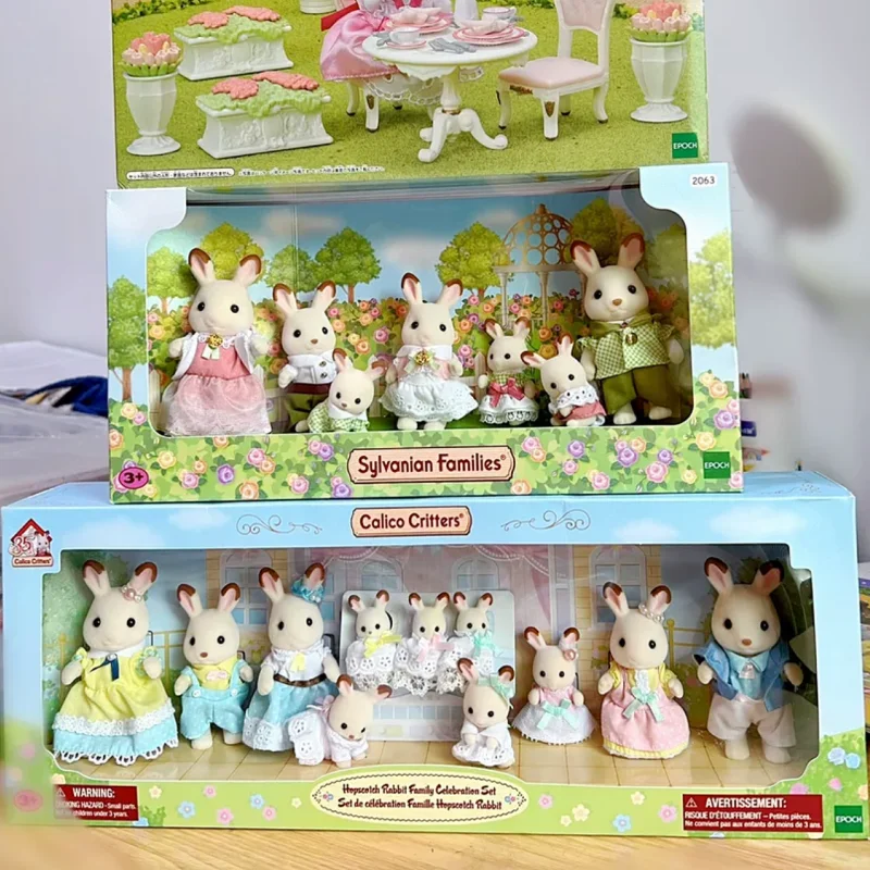 Anime Sylvanian Family Figures Baby Doll Chocolate Rabbits Family Portrait Forest Family Girl Play House Toy Regalo Di Natale