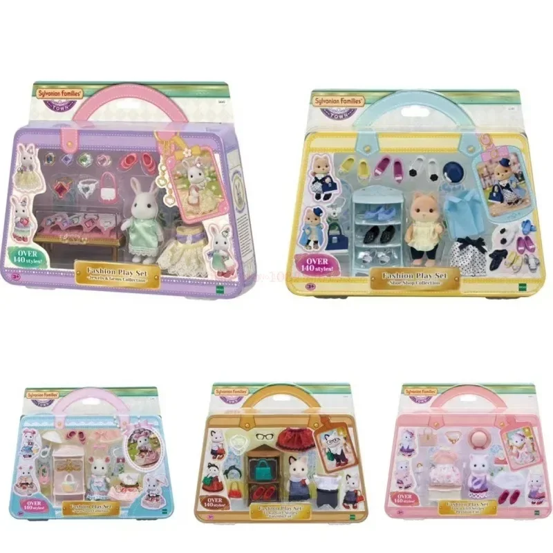 Anime Sylvanian Family Girl Figures Toy Chocolate Rabbit Wedding Set Jewel Set Figurine Pvc Room Decoration Gift For Kids Toys