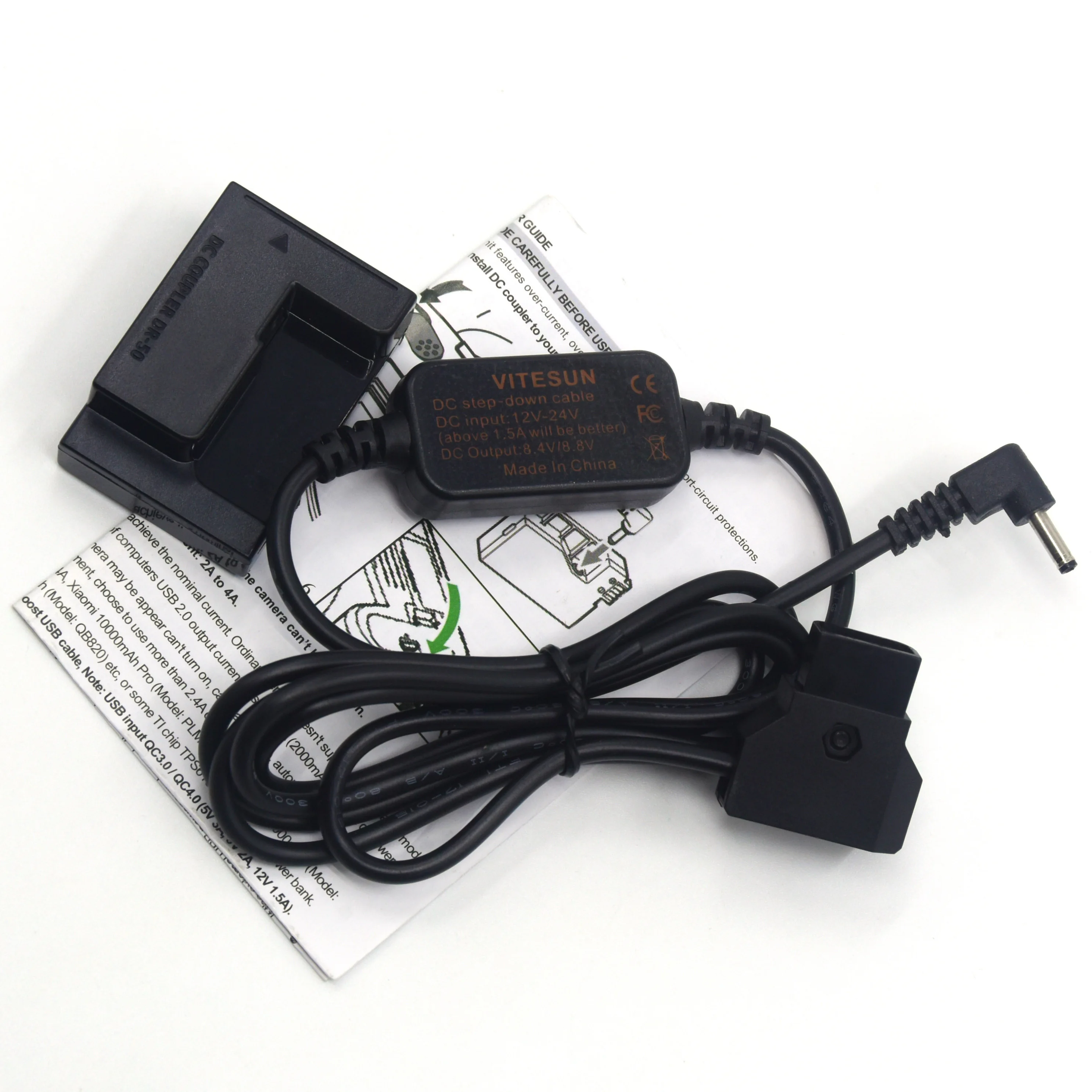 Cavo Step-Down 12-24V Per D-Tap Dtap Ack-Dc50 + Dr-Batteria Fittizia 50 Nb-7L Per Canon Powershot G10 G11 G12 Sx30Is