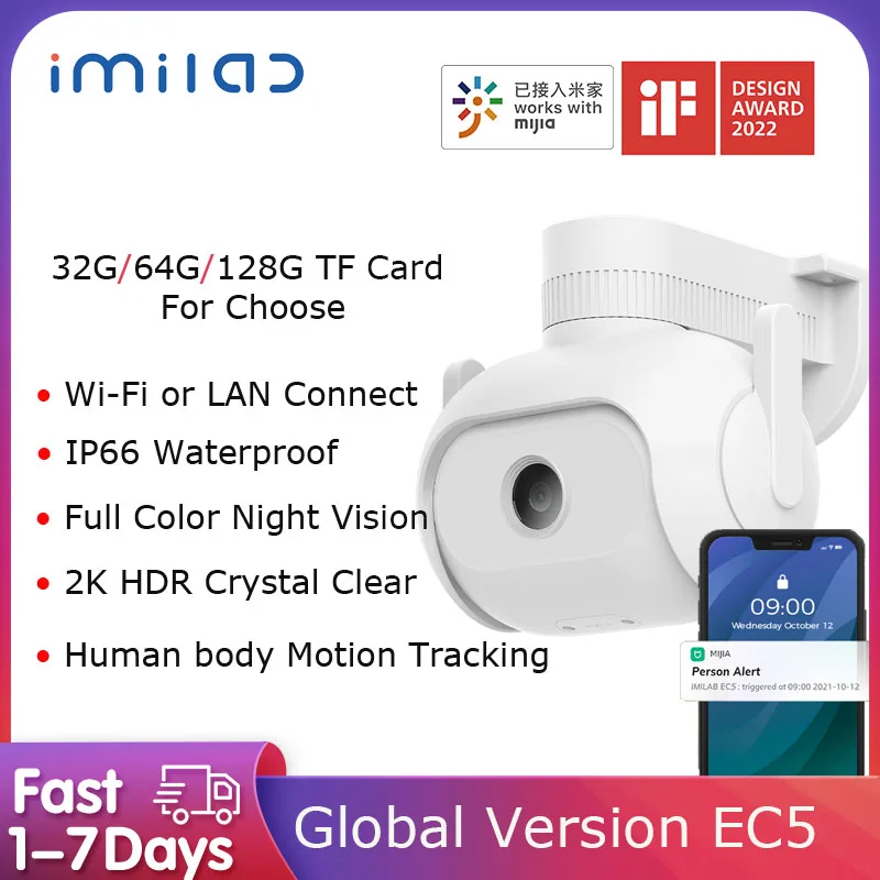 Imilab Ec5 Smart Security 2K Camera Cctv Outdoor Camera Ip66 Supporto Wifi E Lan Connect Funziona Con Xiaomi Mi Homes App Smart Home